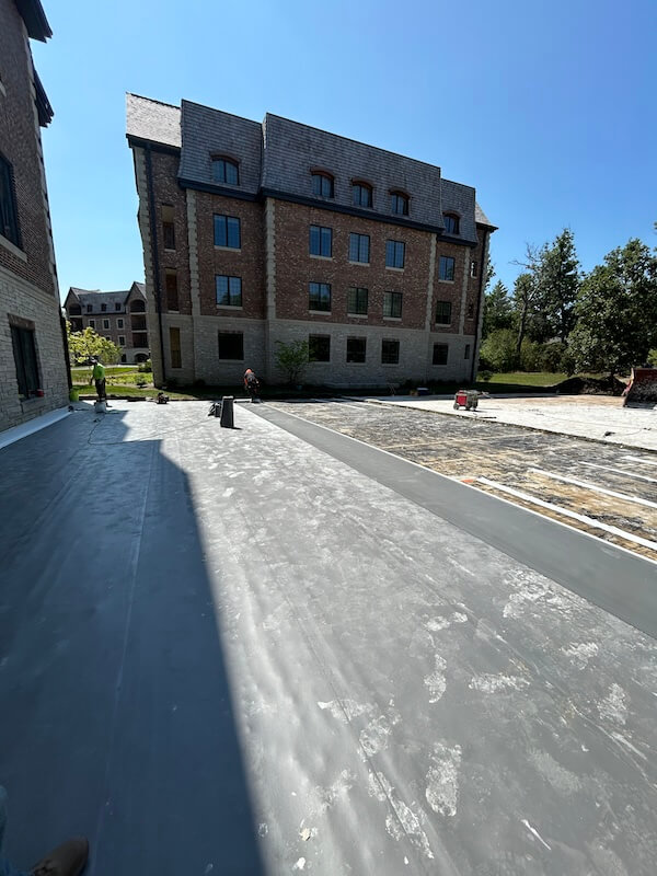 Aussie Tite laid out on the ground outside an older building